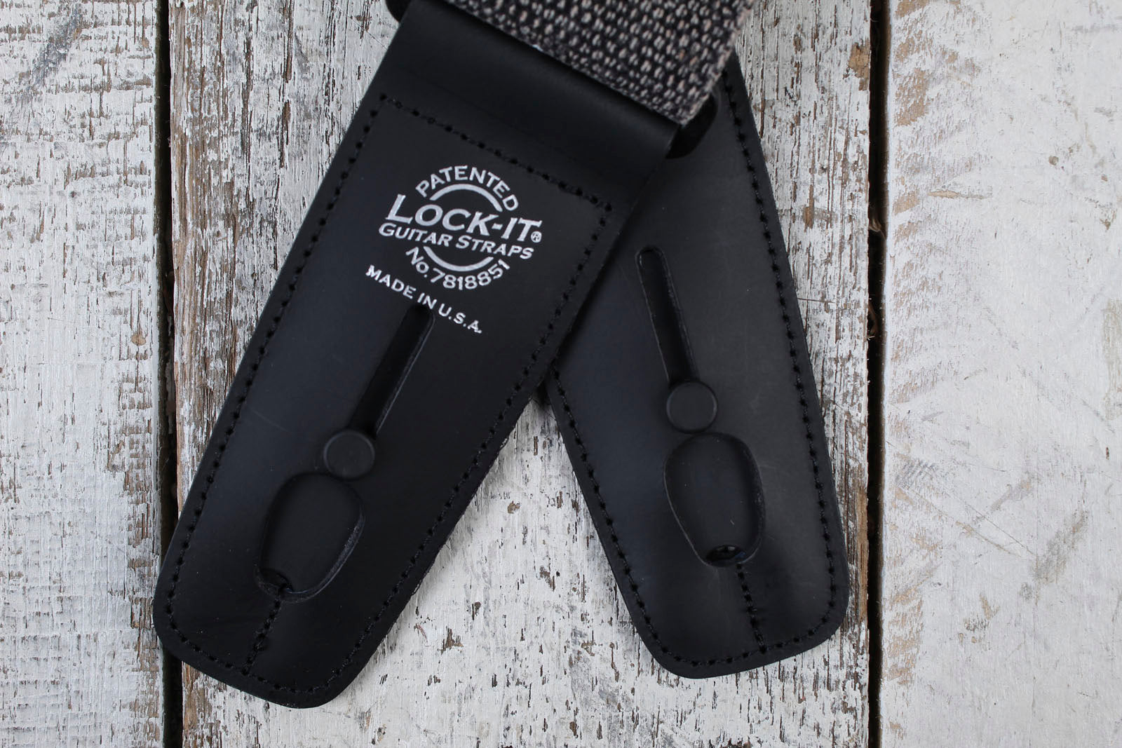 Lock-It Straps 2" Distressed Cotton Guitar Strap Black with White Stars
