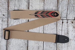 Henry Heller David Hale Cotton Series Embroidered Tan Feather Guitar Strap