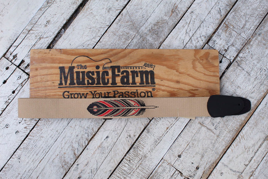 Henry Heller David Hale Cotton Series Embroidered Tan Feather Guitar Strap