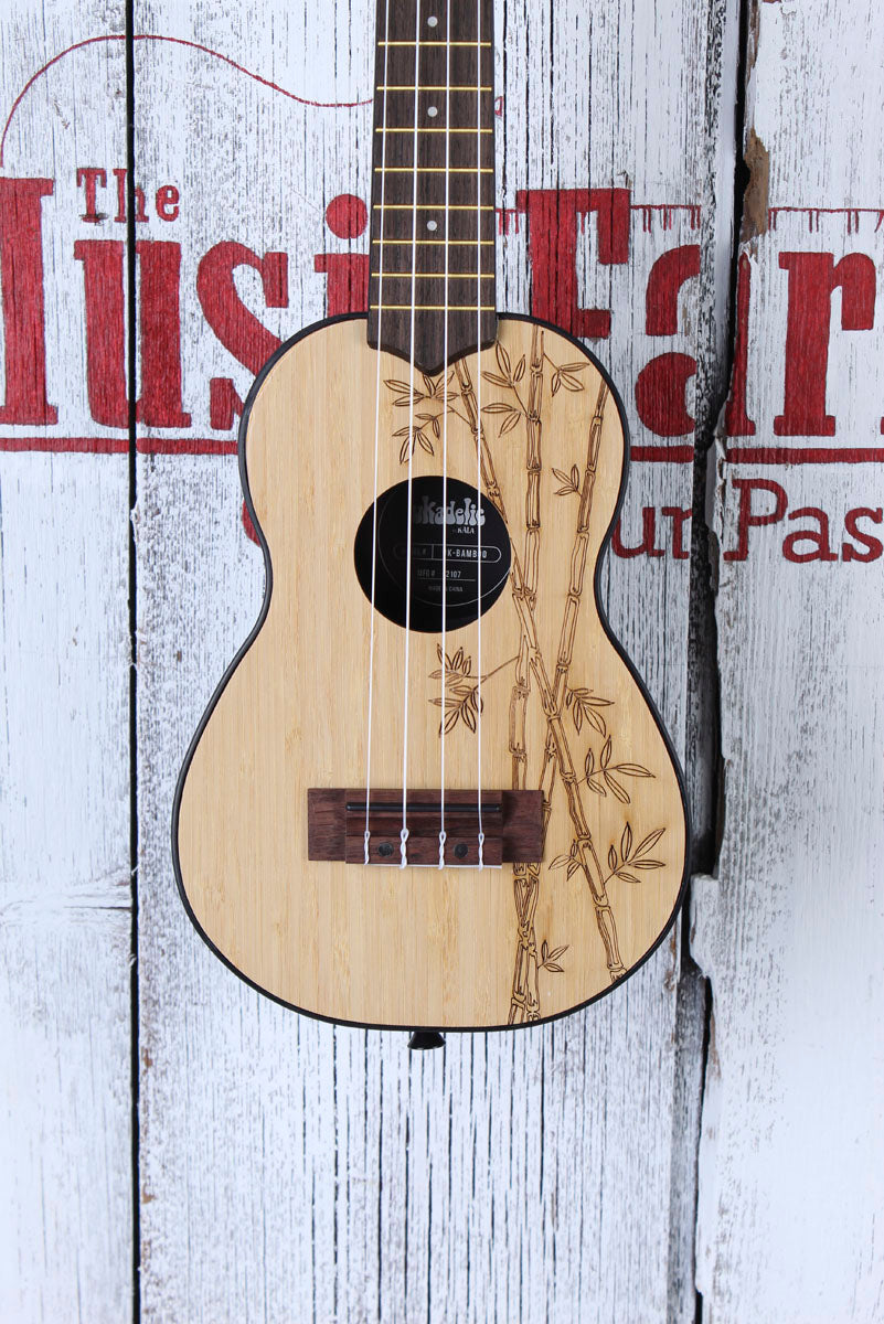 Kala Bamboo Top Ukadelic Soprano Ukulele UK-BAMBOO Natural Satin with Tote Bag
