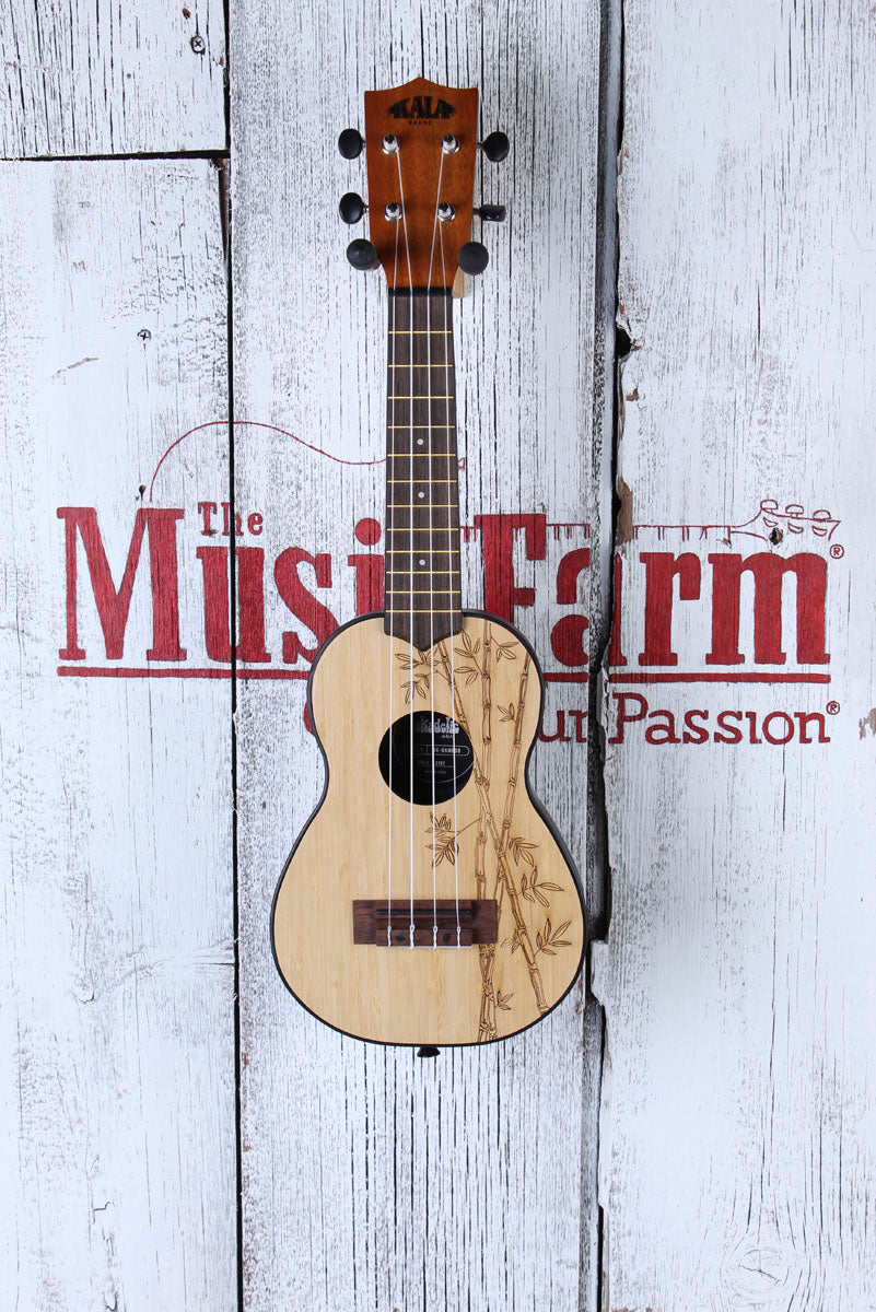 Kala Bamboo Top Ukadelic Soprano Ukulele UK-BAMBOO Natural Satin with Tote Bag