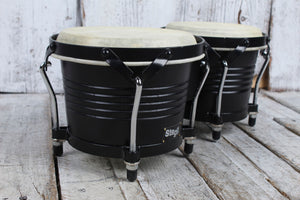 Stagg Wood Bongo 7.5" and 6.5" Hand Percussion Bongo Set Black BW-200-BK