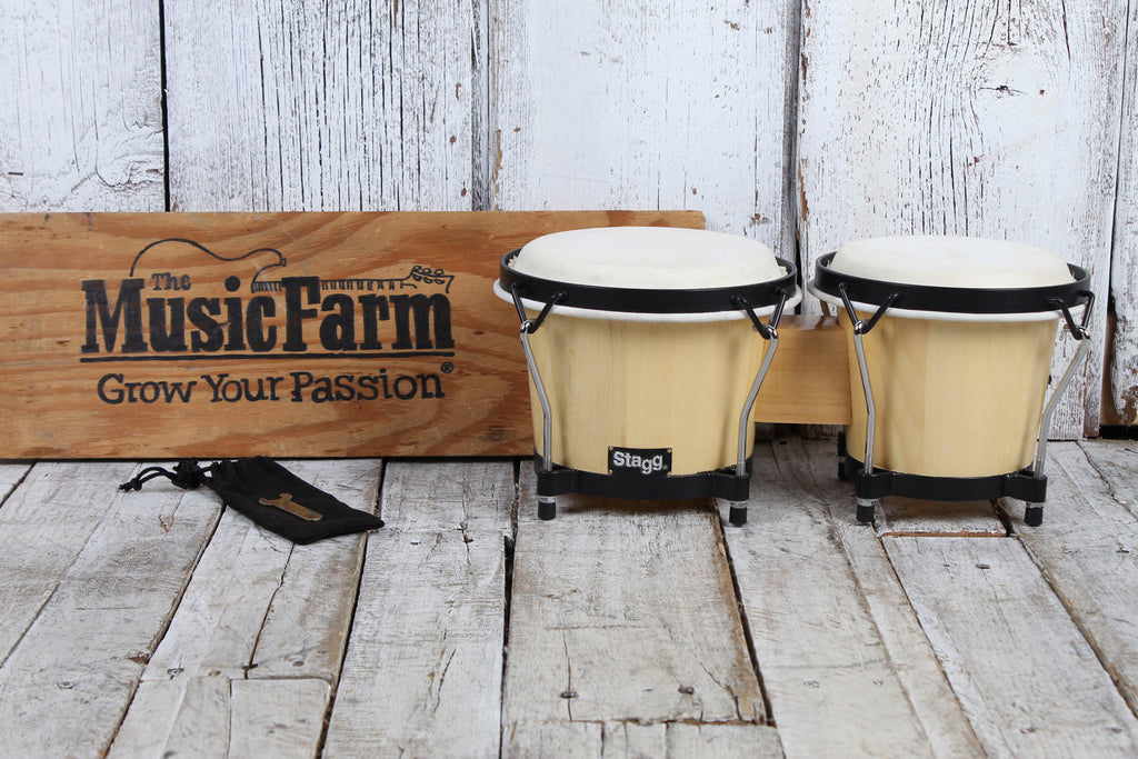 Stagg BW-70-N 6 Inch and 7 Inch Traditional Wooden Bongo Set Natural