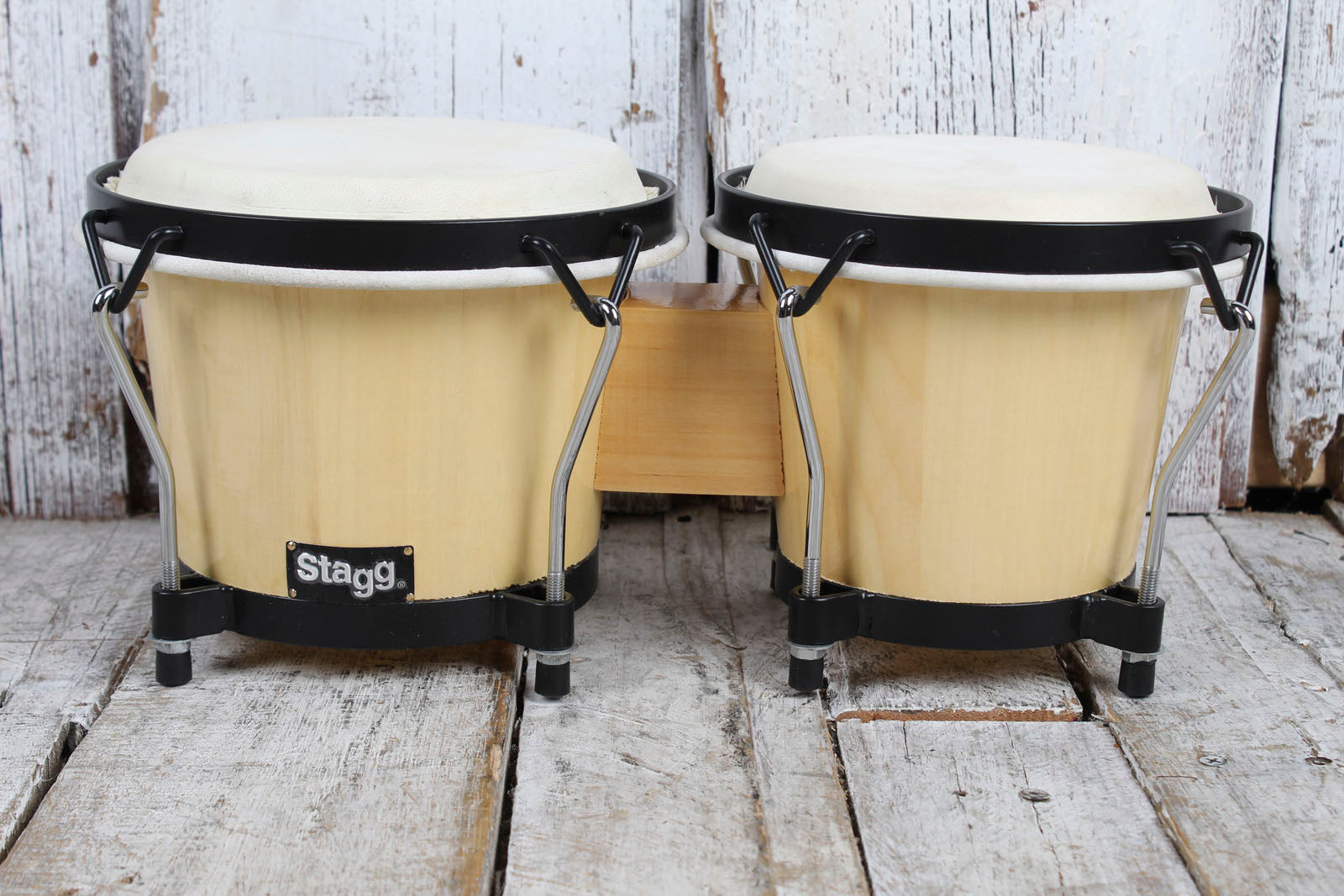 Stagg BW-70-N 6 Inch and 7 Inch Traditional Wooden Bongo Set Natural
