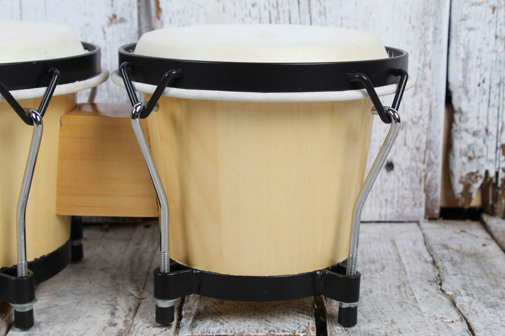 Stagg BW-70-N 6 Inch and 7 Inch Traditional Wooden Bongo Set Natural