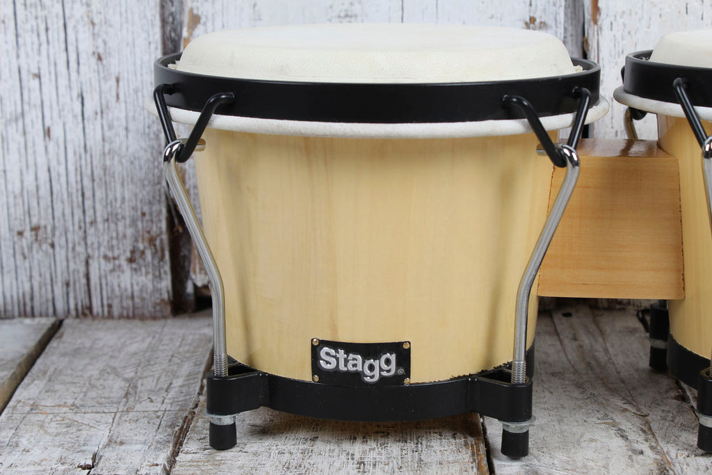 Stagg BW-70-N 6 Inch and 7 Inch Traditional Wooden Bongo Set Natural
