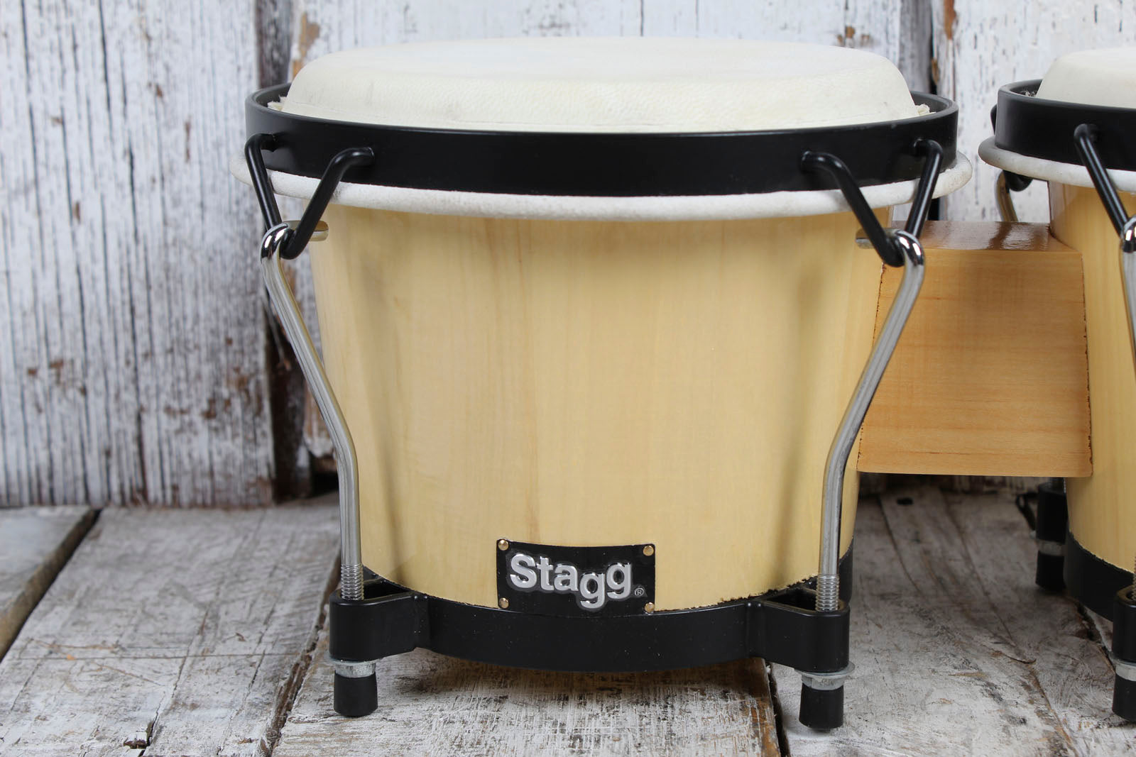 Stagg BW-70-N 6 Inch and 7 Inch Traditional Wooden Bongo Set Natural