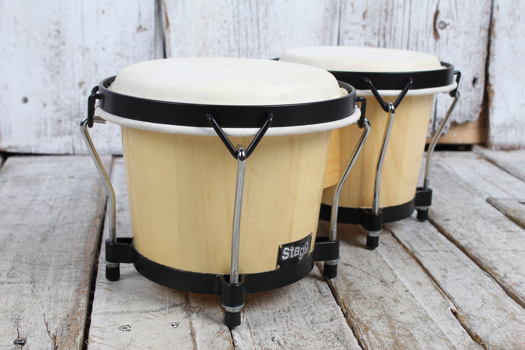 Stagg BW-70-N 6 Inch and 7 Inch Traditional Wooden Bongo Set Natural