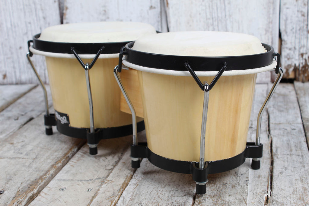 Stagg BW-70-N 6 Inch and 7 Inch Traditional Wooden Bongo Set Natural