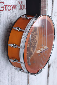 Luna Uke Banjolele 8 Inch Ulu Design Banjo Ukulele Soprano Scale UKE B8 ULU