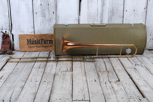 Conn 18H Director Trombone Rose Brass Bell Marching Men and Shooting Stars with Case
