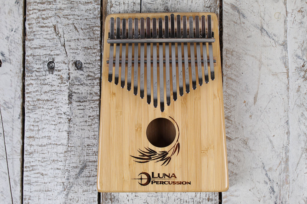 Luna Bamboo 17 Key Kalimba Key of B with Case and Tuning Hammer LPK BAM 17B