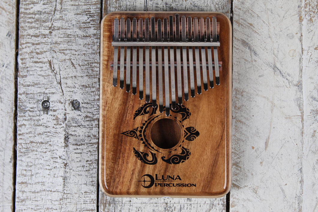 Luna Honu Koa 17 Key Kalimba Key of C with Case and Tuning Hammer LPK HONU 17C