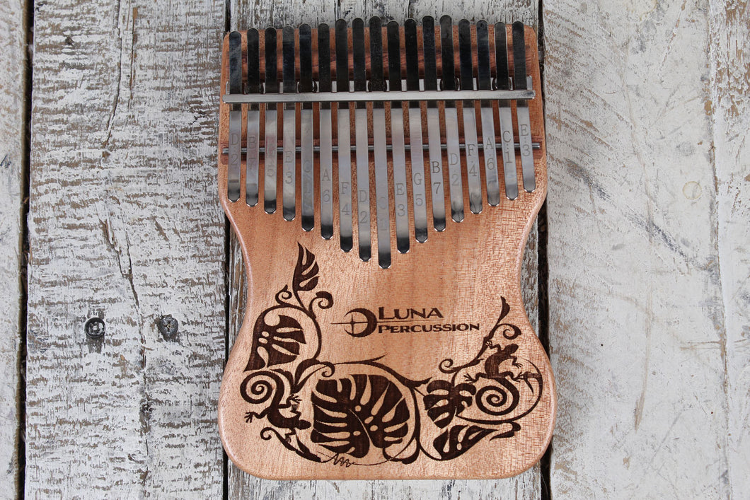 Luna Lizard 17 Key Flat Base Kalimba Key of C with Gig Bag and Tuning Hammer