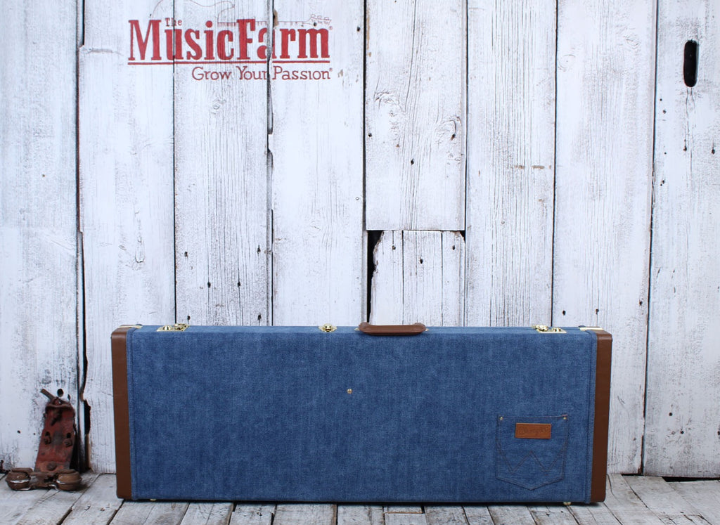 Fender X Wrangler Denim Hardshell Electric Guitar Case for Stratocaster and Telecaster Indigo Denim