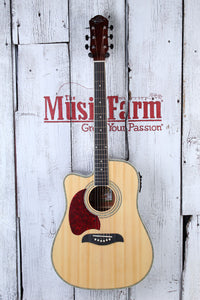 Oscar Schmidt OG2CE Left Handed Dreadnought Acoustic Electric Guitar Natural