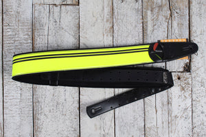 Right On Mojo Race Guitar Strap - Neon Yellow