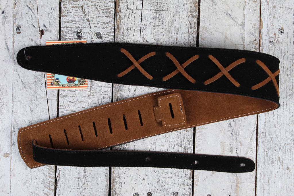 Henry Heller 2.5 Inch Suede with Leather X's Strap Black & Brown