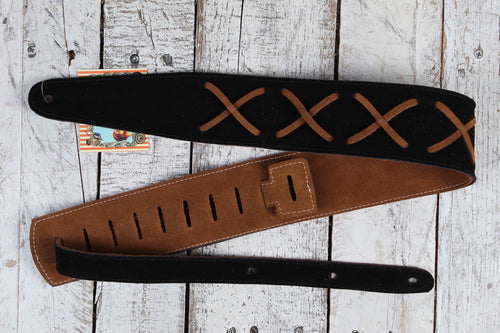 Henry Heller 2.5 Inch Suede with Leather X's Strap Black & Brown
