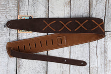 Load image into Gallery viewer, Henry Heller 2.5&quot; Suede with Leather X&#39;s Guitar Strap Chocolate and Brown