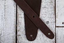 Load image into Gallery viewer, Henry Heller 2.5&quot; Suede with Leather X&#39;s Guitar Strap Chocolate and Brown