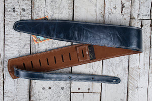 Henry Heller 2.5" Premium Garment Leather Guitar Strap - Vintage Blue