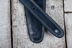 Henry Heller 2.5" Premium Garment Leather Guitar Strap - Vintage Blue