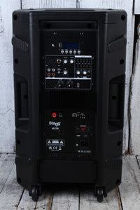 Stagg AS12B Active Speaker 12 Inch 2 Way Powered Speaker with 2 UHF Microphones and Bluetooth