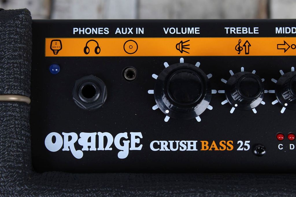 Orange CRUSH BASS 25 BLACK Electric Bass Guitar Amplifier 25 Watt 1x8 Combo Amp