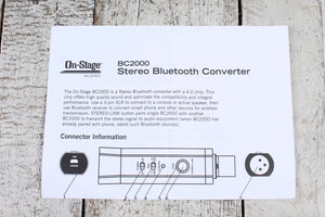 On Stage BC2000 Pair of Stereo Rechargeable Bluetooth Receivers with USB Cables