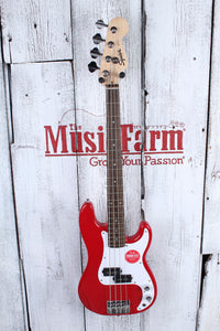 Fender® Squier Mini Precision Bass 4 String Electric P Bass Guitar Dakota Red