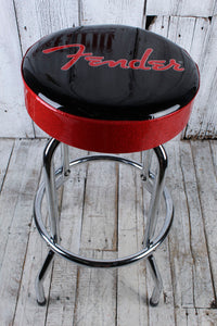 Fender Red Sparkle 30 Inch Barstool Black and Red Swivel Bar Stool