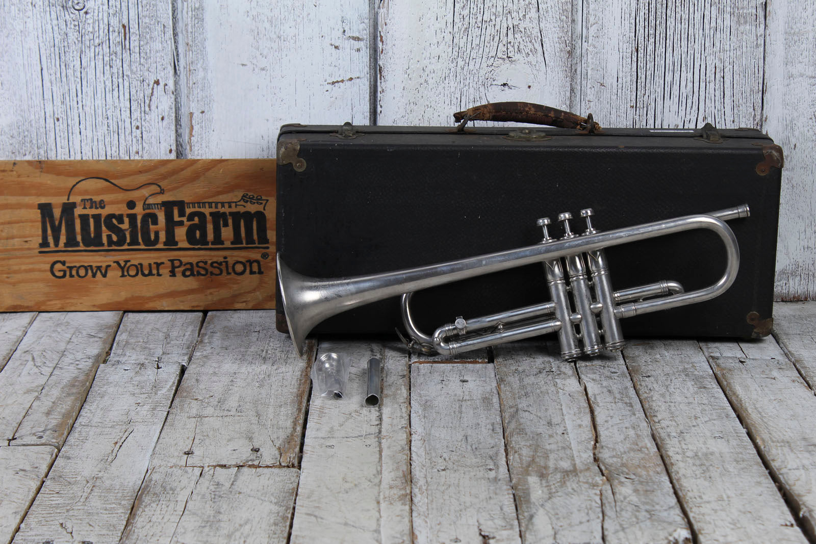 M. Koriot Vintage United States France Bb Silver Trumpet with Hardshell Case Secondary image