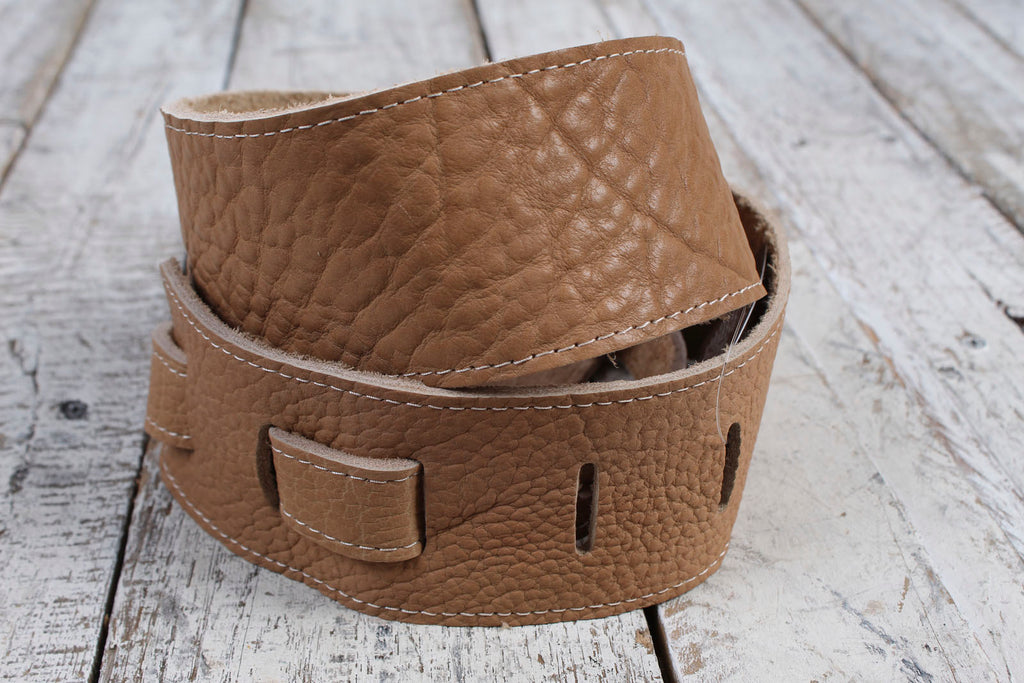 Henry Heller 2.5" American Buffalo Leather Guitar Strap - Natural Light Tan