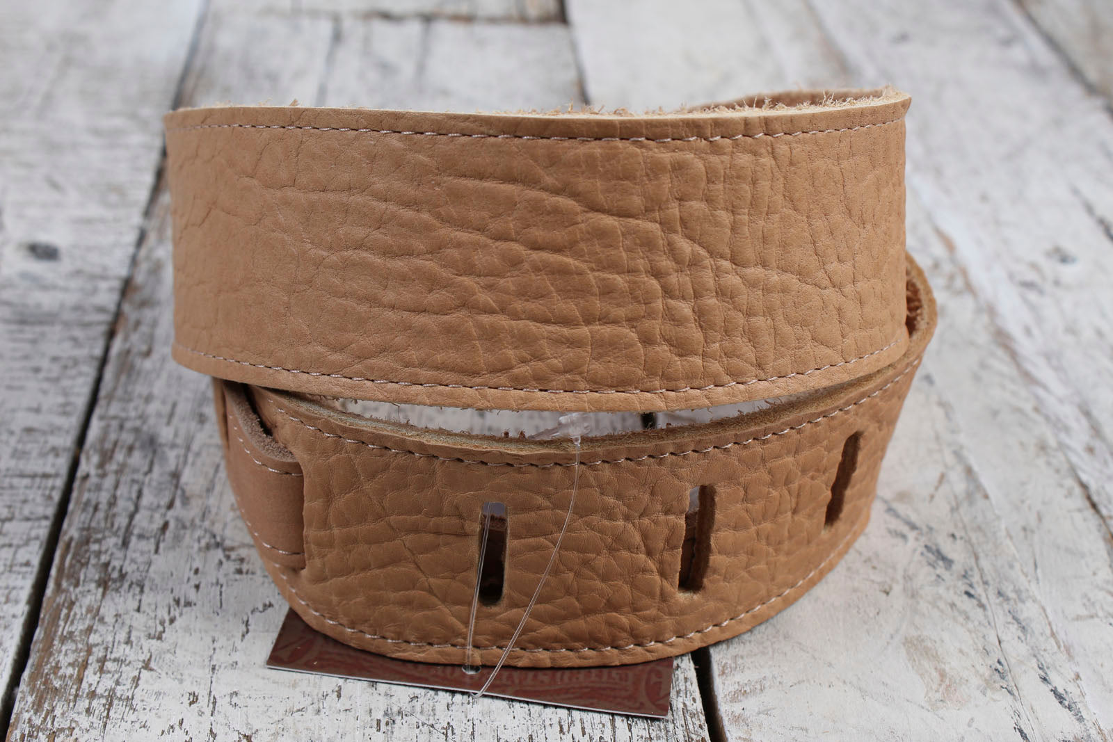 Henry Heller 2" Wide American Buffalo Leather Guitar Strap in Natural Light Tan Main image