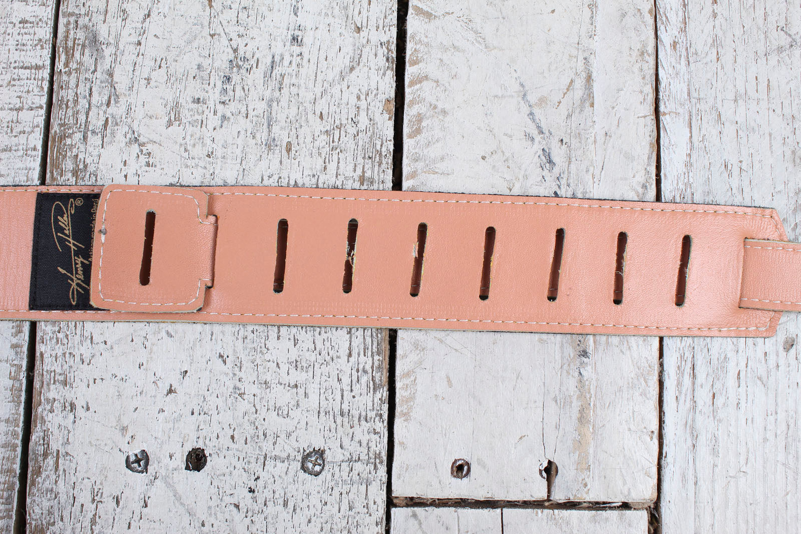 Henry Heller Silver Capri Leather Guitar Strap with Red Patent Leather Stars