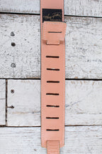 Henry Heller Silver Capri Leather Guitar Strap with Red Patent Leather Bolts