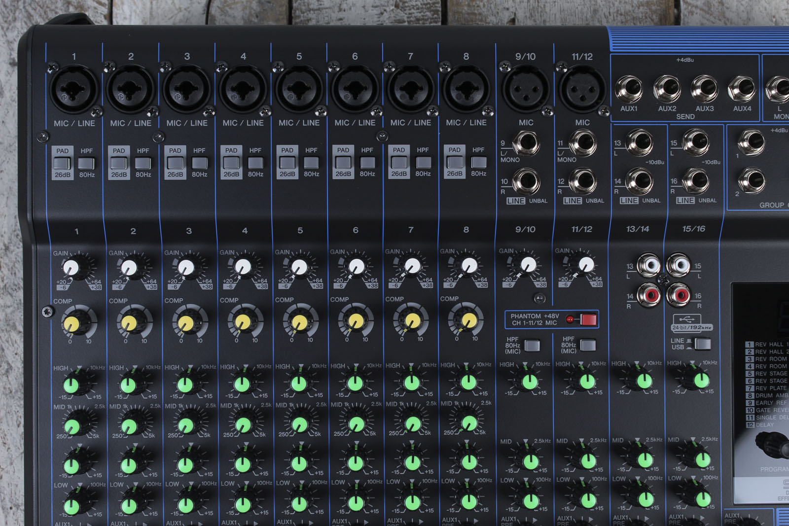 Yamaha MG16XU 16 Channel Analog Stereo Mixer Internal Power Supply and Effects