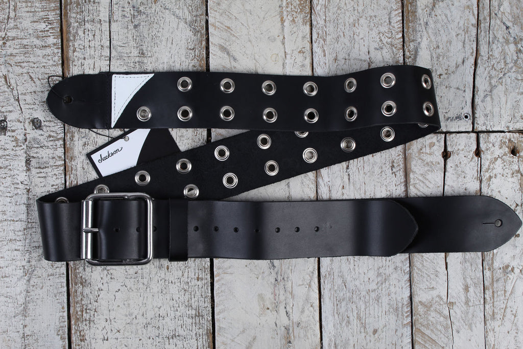 Jackson Grommet Leather Strap 2.5 Inch Leather Guitar Strap Black