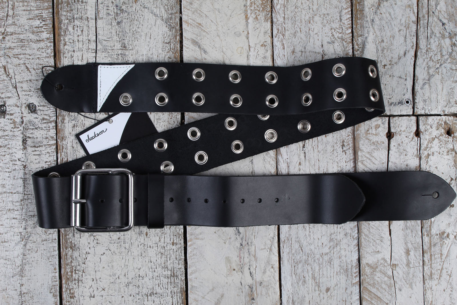 Jackson Grommet Leather Strap 2.5 Inch Leather Guitar Strap Black