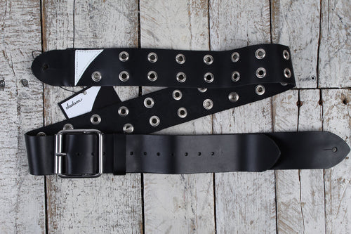 Jackson Grommet Leather Strap 2.5 Inch Leather Guitar Strap Black