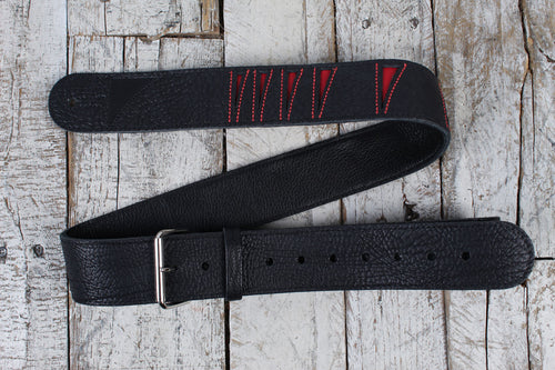 Jackson Shark Fin Leather Strap 2 Inch Guitar Strap Black and Red