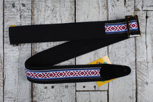 Load image into Gallery viewer, Henry Heller Original Tort-O Triglide Guitar Strap Black w/Red White &amp; Blue