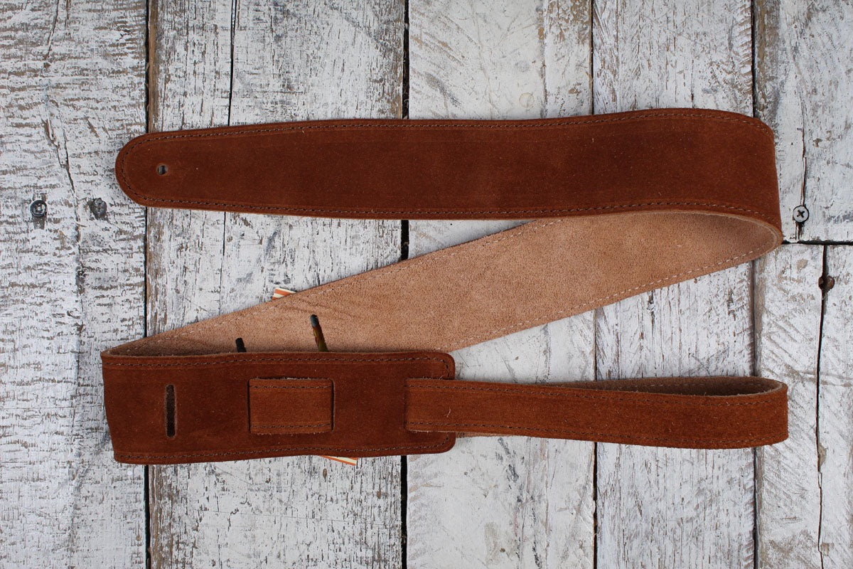 Henry Heller 2 Inch Brown Capri Suede Guitar Strap with Nubuck Backing Main image