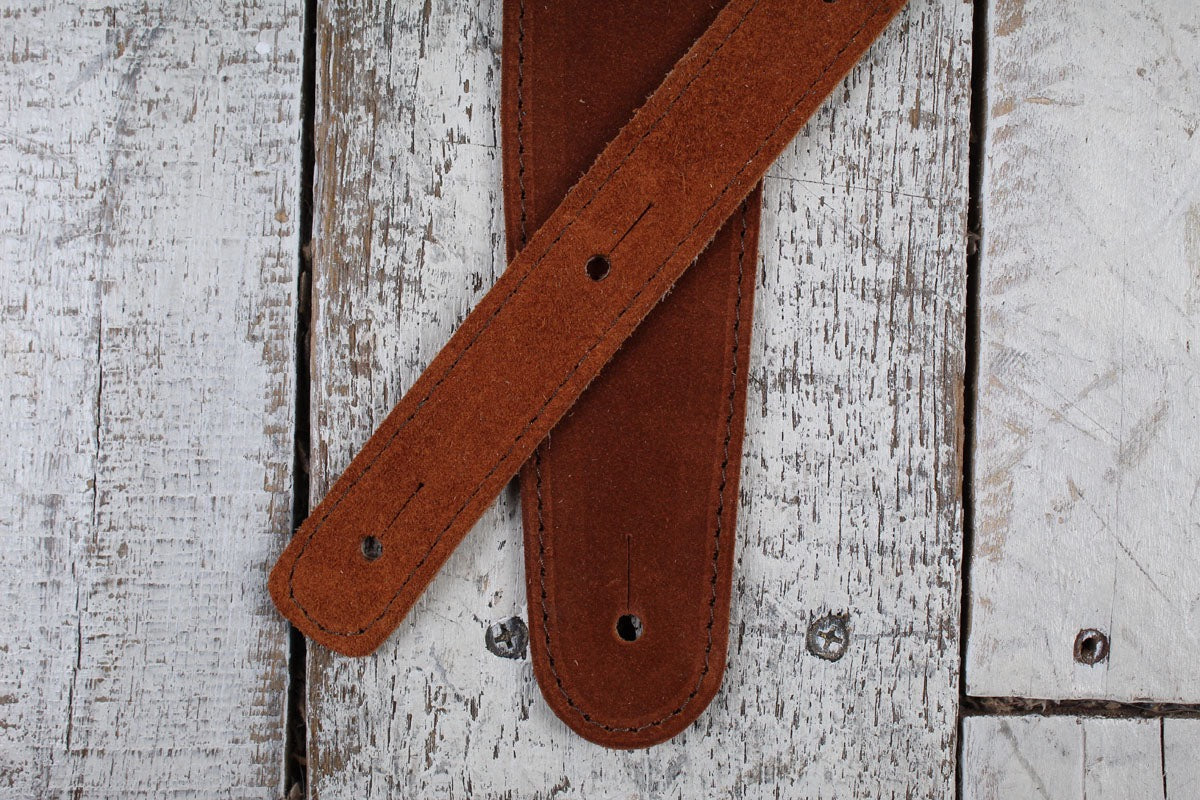 Henry Heller 2 Inch Brown Capri Suede Guitar Strap with Nubuck Backing