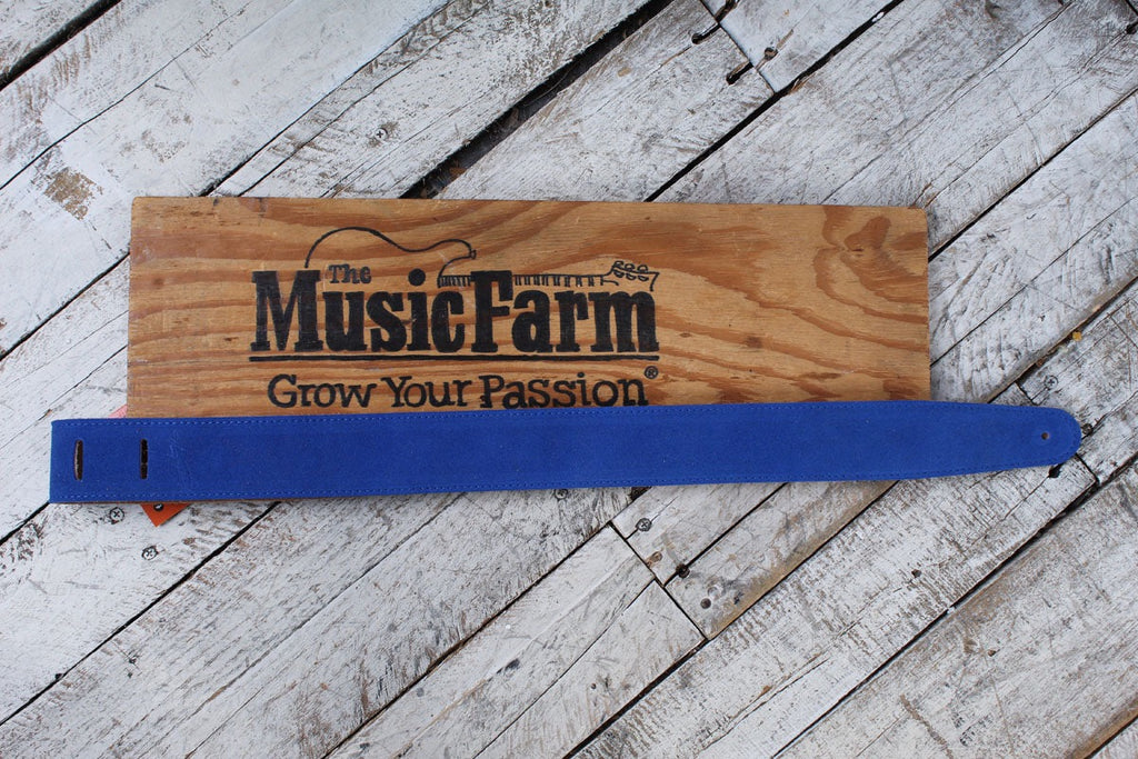 Henry Heller Blue Capri Suede Guitar Strap with Nubuck Backing
