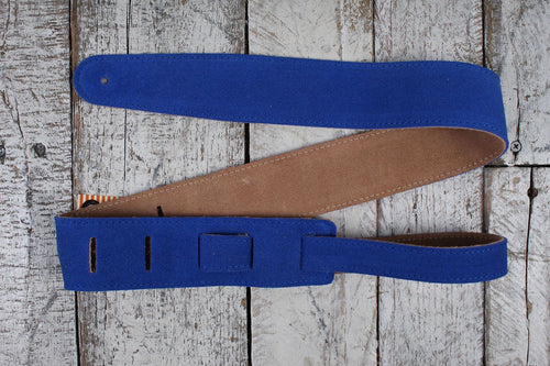 Henry Heller Blue Capri Suede Guitar Strap with Nubuck Backing