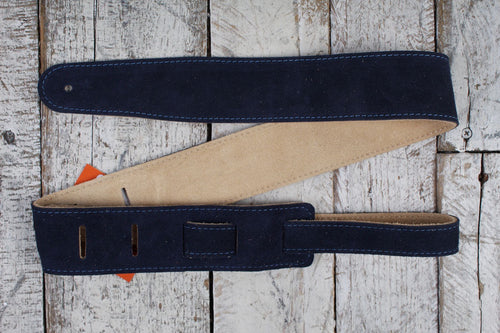 Henry Heller 2 Inch Navy Capri Suede Guitar Strap with Nubuck Backing