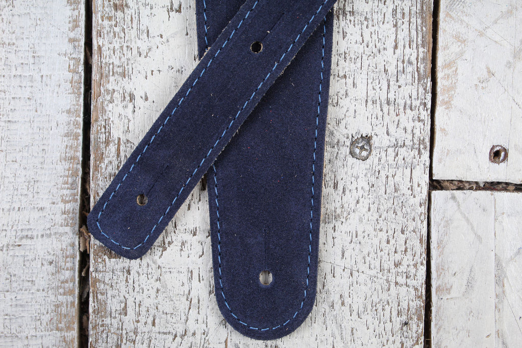 Henry Heller 2 Inch Navy Capri Suede Guitar Strap with Nubuck Backing