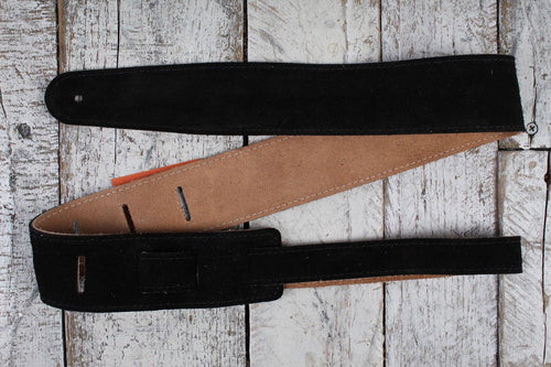 Henry Heller 2 Inch Black Capri Suede Guitar Strap with Nubuck Backing
